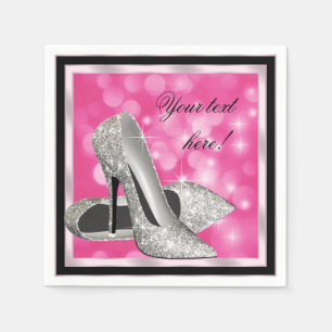Elegante Roze Zilveren Glitter Hoge Hak Servet