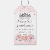 Elegante roze zilveren kroontje dank je cadeautje cadeaulabel (Voorkant)