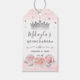 Elegante roze zilveren kroontje dank je cadeautje cadeaulabel