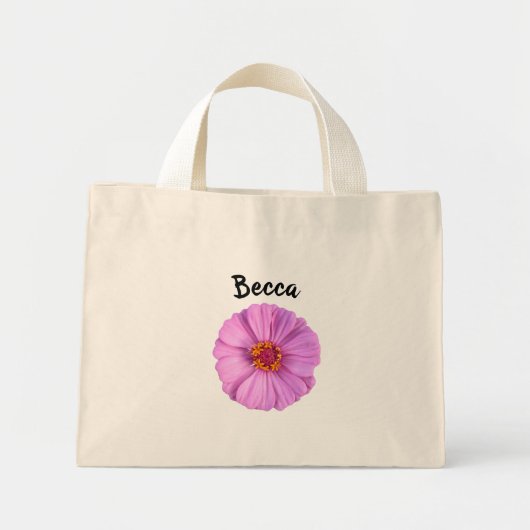 Elegante Roze Zinnia Bloem Persoonlijk Mini Tote Bag (Voorkant)
