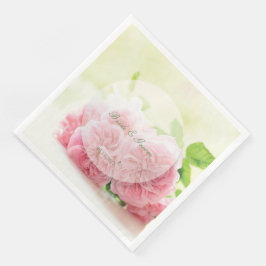 Elegante Roze Zomer Roos Bruiloft Servetten