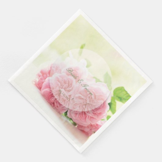 Elegante Roze Zomer Roos Bruiloft Servetten (Hoek)