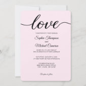 Elegante Roze Zwart en Wit Eenvoudige Huwelijk Kaart (Voorkant)