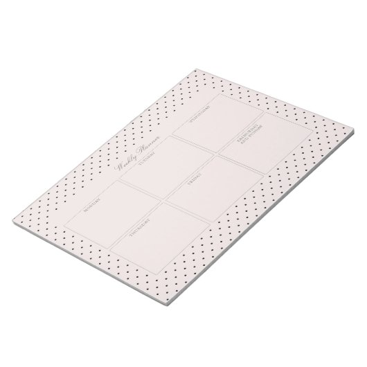 Elegante roze zwart gestippelde grote scheurblok p notitieblok (Schuin)