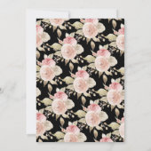 Elegante Roze Zwart Goud Bloemen Baby shower Brunc Kaart (Achterkant)