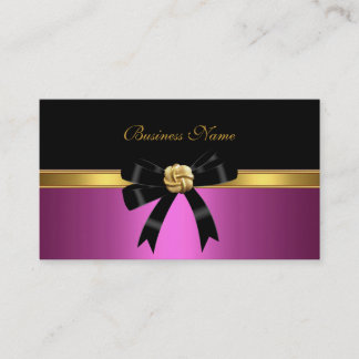 Elegante Roze Zwart Gouden Jewel Bow Visitekaartje