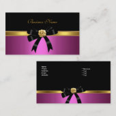 Elegante Roze Zwart Gouden Jewel Bow Visitekaartje (Voorkant / Achterkant)