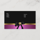 Elegante Roze Zwart Gouden Jewel Bow Visitekaartje (Achterkant)