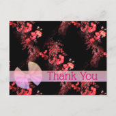 Elegante Roze Zwarte Bloemige Bedankkaart Briefkaart (Voorkant)