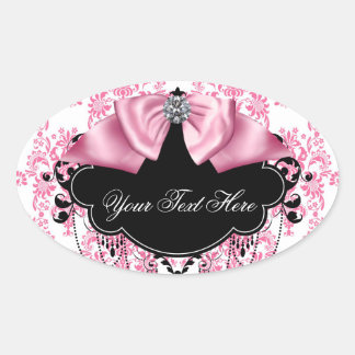 Elegante Roze Zwarte Damast Stickers