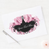 Elegante Roze Zwarte Damast Stickers (Envelop)