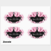 Elegante Roze Zwarte Damast Stickers (Vel)