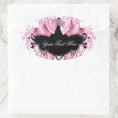 Elegante Roze Zwarte Damast Stickers (Tas)