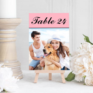 Elegante Roze Zwarte Huisdier Foto Tafel Nummerkaa Kaart