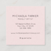 Elegante roze zwarte script 3 foto make-up  vierkante visitekaartje (Achterkant)