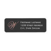 Elegante Roze Zwarte Script Monogram Adres Etiket (Voorkant)