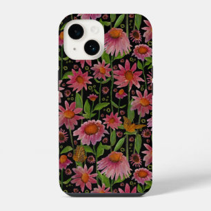 Elegante Roze Zwarte Zonnehoeden Vlinders iPhone 14 Hoesje