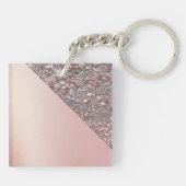 Elegante rozegouden monogramknop sleutelhanger (Achterkant)