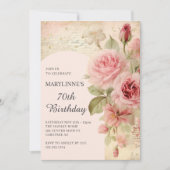 Elegante  Rozen 70e verjaardag Kaart (Voorkant)