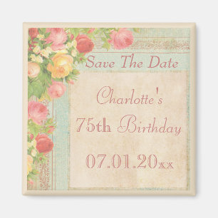 Elegante  Rozen 75th Birthday Save The Date Magneet