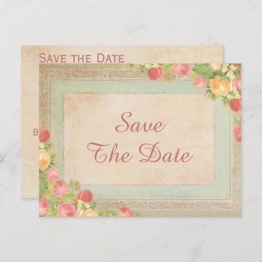 Elegante  Rozen 80e Save The Date Aankondigingskaart (Voorkant / Achterkant)