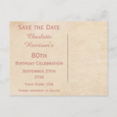 Elegante  Rozen 80e Save The Date Aankondigingskaart (Achterkant)