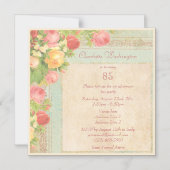 Elegante Rozen 85ste verjaardagsfeest Magnetische Uitnodiging (Voorkant)