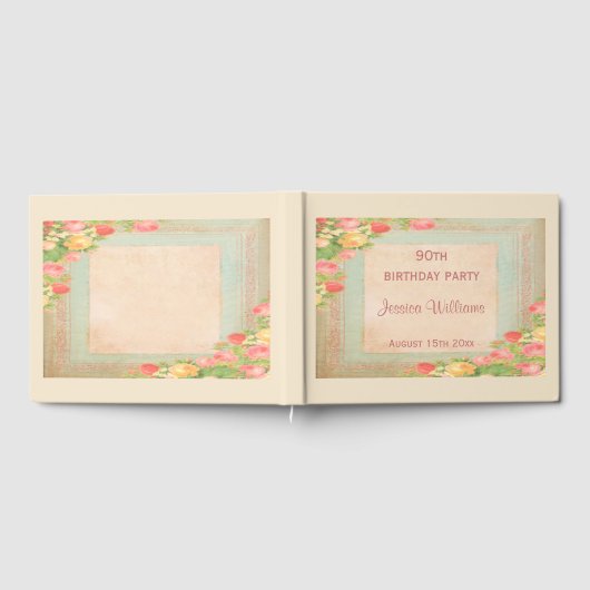 Elegante  Rozen 90e verjaardag Gastenboek (Volledig)