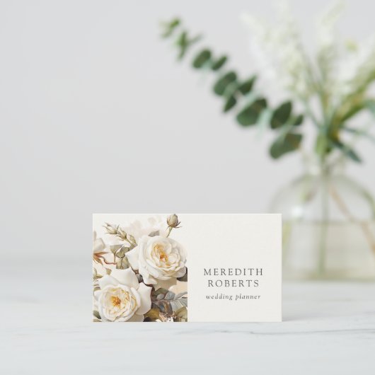 Elegante  Rozen Antiek Wit Visitekaartje (Staand voorkant)