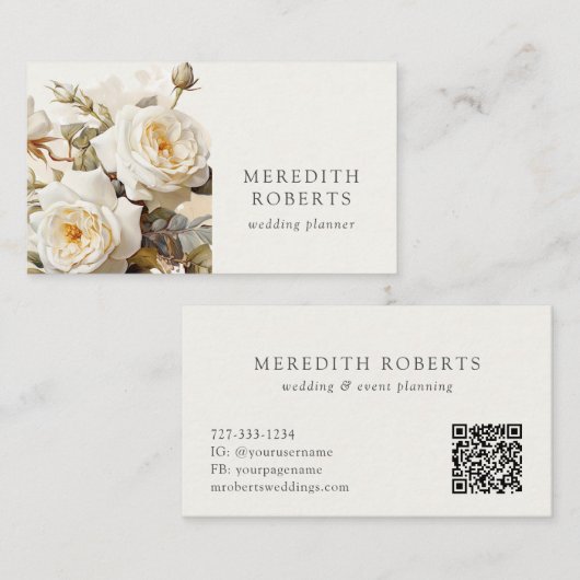 Elegante  Rozen Antiek Wit Visitekaartje (Voorkant / Achterkant)