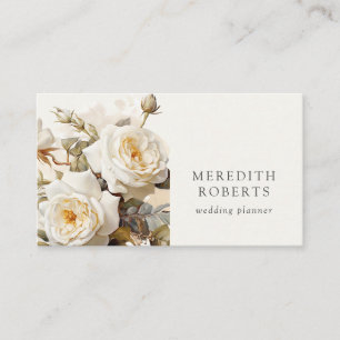 Elegante  Rozen Antiek Wit Visitekaartje