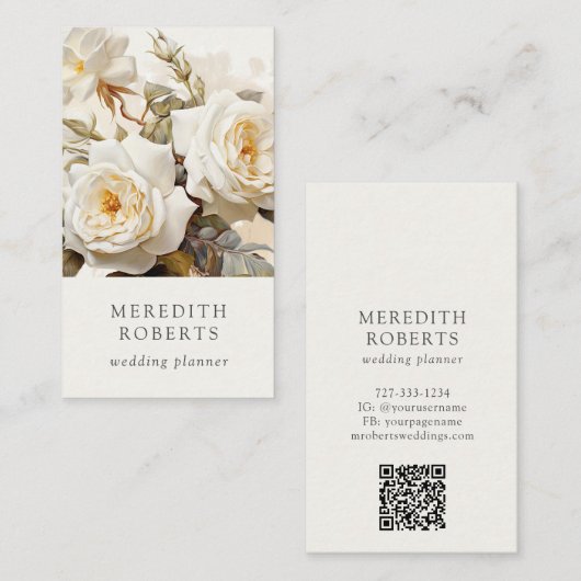 Elegante  Rozen Antiek Wit Visitekaartje (Voorkant / Achterkant)