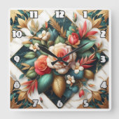 Elegante Rozen arrangement met bladaccenten Vierkante Klok (Voorkant)