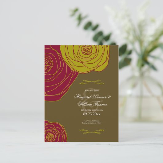 Elegante Rozen Bewaar de datum Aankondigingskaart (Staand voorkant)