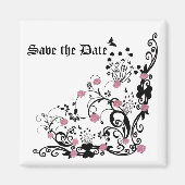 elegante rozen Bewaar de datum Magneet (Voorkant)