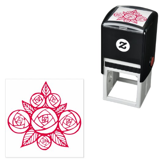 Elegante Rozen Bladeren Bloemboeket  Zelfinktende Stempel (In situ)