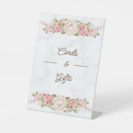 Elegante Rozen bloem Reclamebord Met Voetstuk