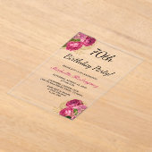 Elegante Rozen Bloemen 70ste Verjaardagsfeest Acryl Uitnodigingen (Laagn)