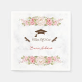 Elegante Rozen Bloemen Gepersonaliseerd Afstuderen Servet (Voorkant)