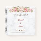 Elegante Rozen bloemen gepersonaliseerde bruiloft Notitieboek (Voorkant)