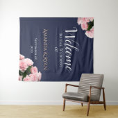 Elegante Rozen Bloemen Huwelijk Welkom achtergrond Wandkleed (In Situ (horizontaal))