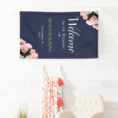 Elegante Rozen Bloemen Huwelijk Welkom Spandoek (Insitu)