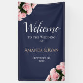 Elegante Rozen Bloemen Huwelijk Welkom Spandoek (Verticaal)