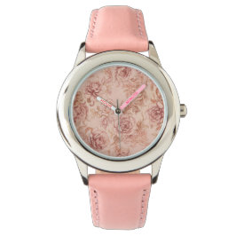 Elegante Rozen Bloemen Patroon, Roze Goud Horloge