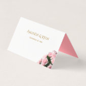 Elegante Rozen Bloemen Trouwtafel Place Card Kaart (Achterkant)