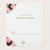 Elegante Rozen Bloemen Trouwtafel Place Card Kaart (Buitenkant ongevouwen)