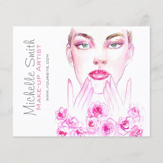 Elegante Rozen Bloemen Waterverf Schoonheidssalon Flyer (Voorkant)