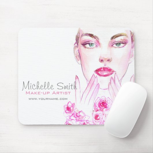 Elegante Rozen Bloemen Waterverf Schoonheidssalon Muismat (Met muis)
