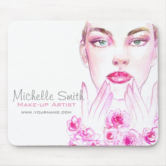 Elegante Rozen Bloemen Waterverf Schoonheidssalon Muismat (Voorkant)