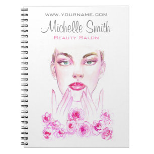 Elegante Rozen Bloemen Waterverf Schoonheidssalon Notitieboek